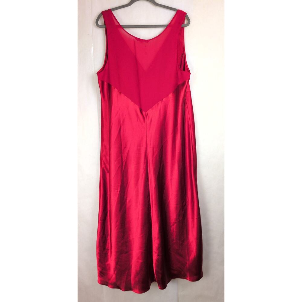 Cacique red satin sheer back maxi slip dress Size 18/20 Coquette Romantic Party - Picture 2 of 8